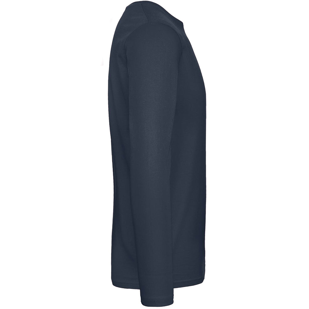 Navy - Side - B&C Mens #E190 Long Sleeve T-Shirt