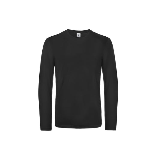 Black - Front - B&C Mens #E190 Long Sleeve T-Shirt