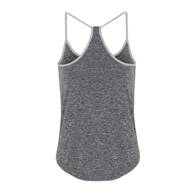 Black Melange-Silver Melange - Back - TriDri Womens-Ladies Yoga Vest