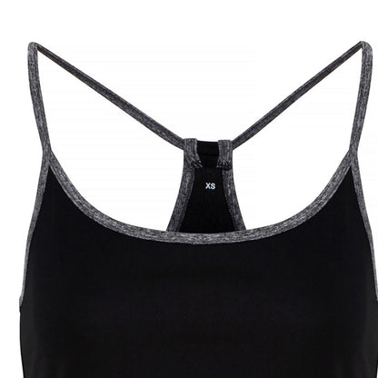 Black-Black Melange - Side - TriDri Womens-Ladies Yoga Vest