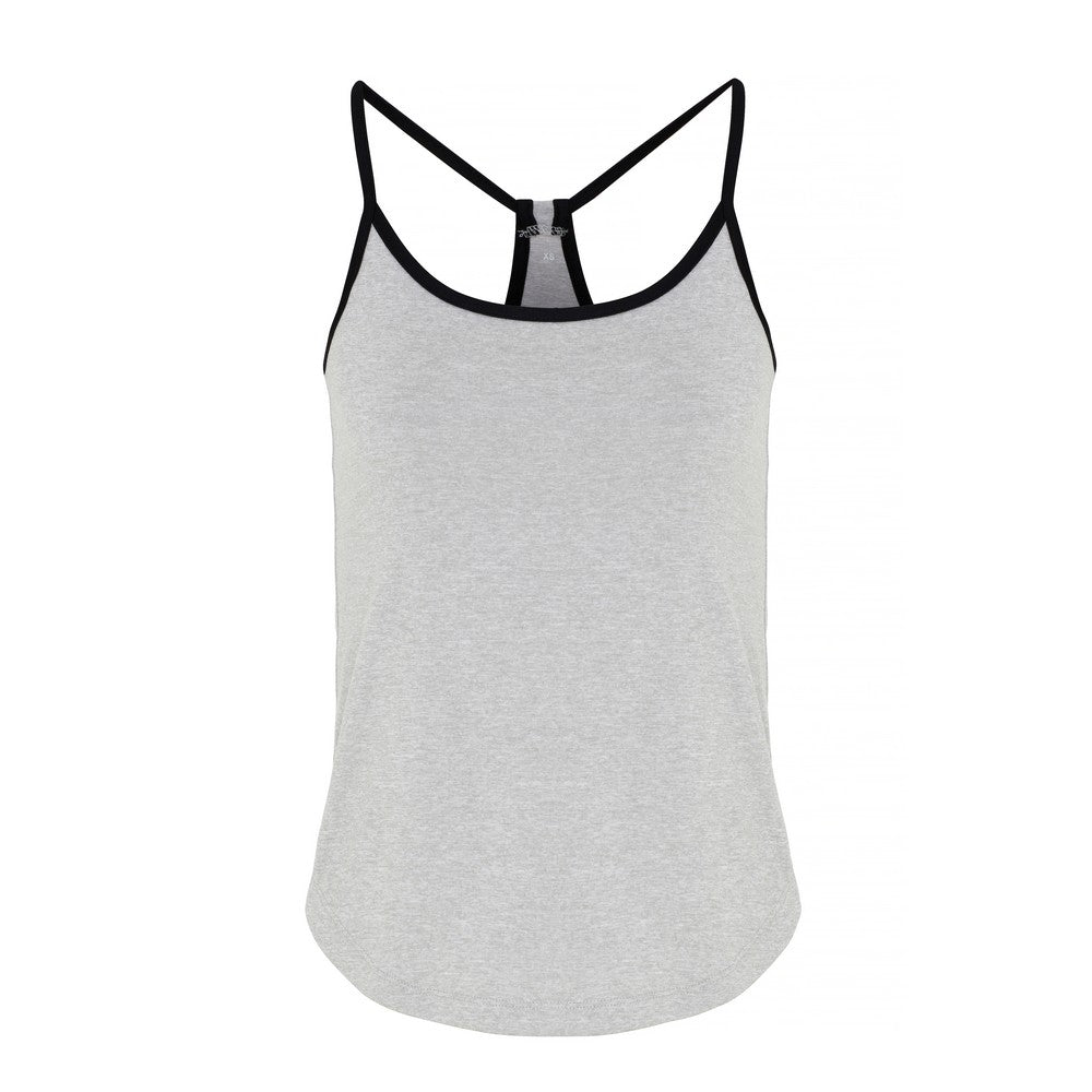 Silver Melange-Black - Front - TriDri Womens-Ladies Yoga Vest