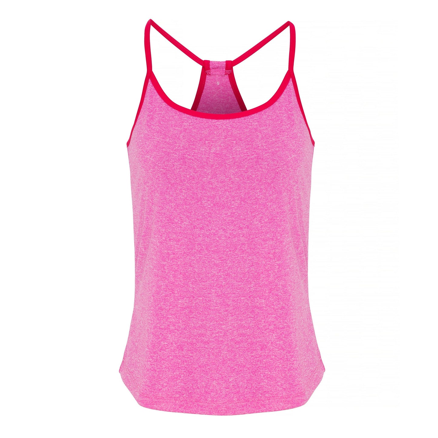 Pink Melange-Hot Pink - Front - TriDri Womens-Ladies Yoga Vest