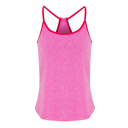 Pink Melange-Hot Pink - Front - TriDri Womens-Ladies Yoga Vest
