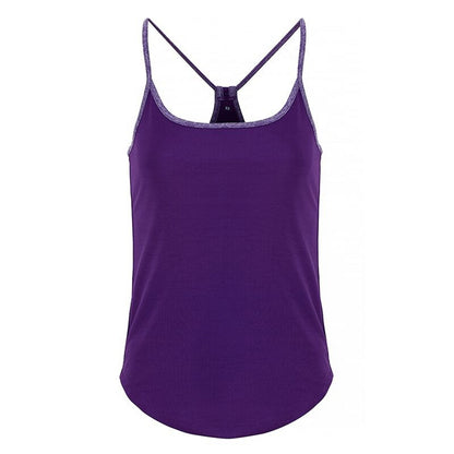 Bright Purple-Purple Melange - Front - TriDri Womens-Ladies Yoga Vest