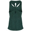 Forest Green-Black Melange - Back - TriDri Womens-Ladies Yoga Knot Vest