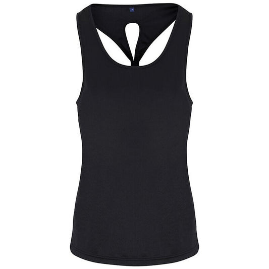 Black - Front - TriDri Womens-Ladies Yoga Knot Vest