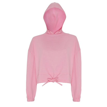 Light Pink - Front - TriDri Womens-Ladies Cropped Oversize Hoodie