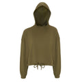 Olive Green - Front - TriDri Womens-Ladies Cropped Oversize Hoodie