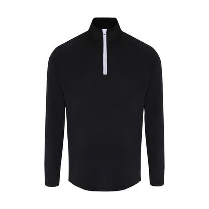 Black-White - Front - TriDri Mens Long Sleeve Performance Quarter Zip Top