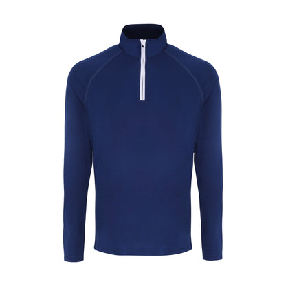 Navy-White - Front - TriDri Mens Long Sleeve Performance Quarter Zip Top