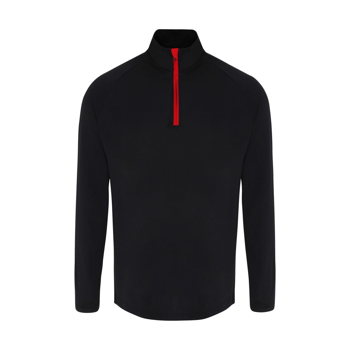 Black-Red - Front - TriDri Mens Long Sleeve Performance Quarter Zip Top