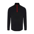 Black-Red - Front - TriDri Mens Long Sleeve Performance Quarter Zip Top