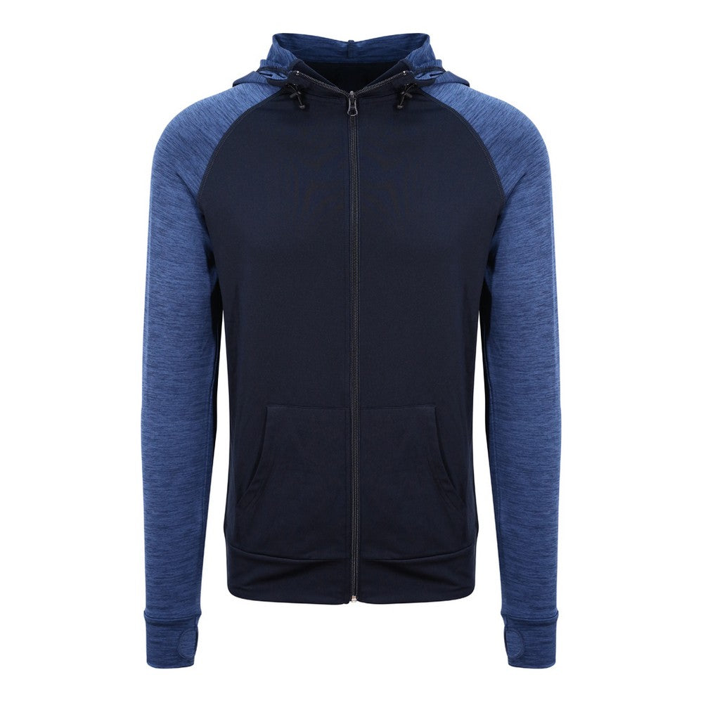 Navy-Navy Melange - Front - AWDis Just Cool Mens Contrast Zoodie