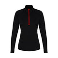 Black-Red - Front - TriDri Womens-Ladies Long Sleeve Performance Quarter Zip Top