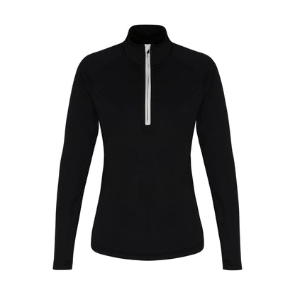 Black-White - Front - TriDri Womens-Ladies Long Sleeve Performance Quarter Zip Top