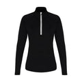 Black-White - Front - TriDri Womens-Ladies Long Sleeve Performance Quarter Zip Top