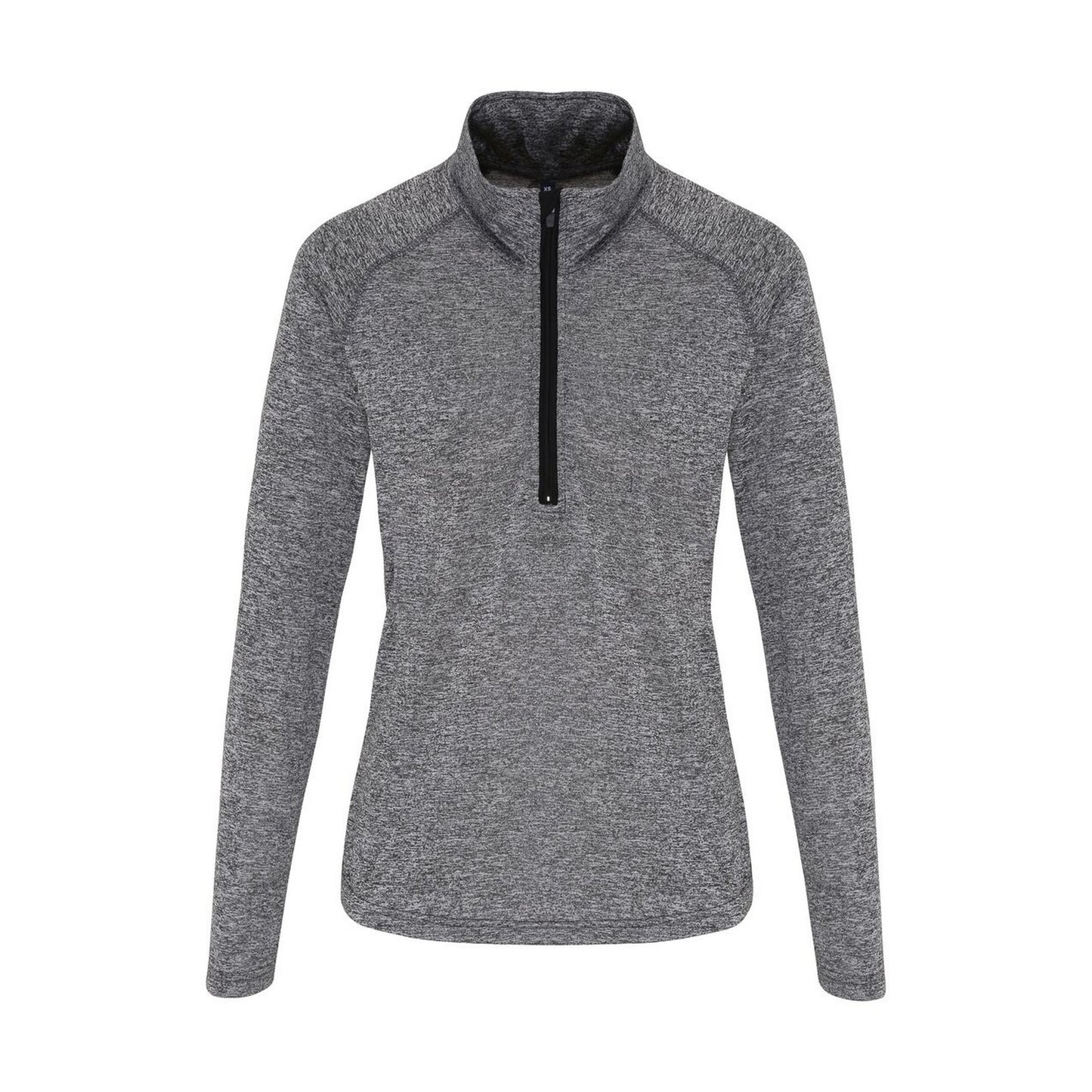 Black Melange-Black - Front - TriDri Womens-Ladies Long Sleeve Performance Quarter Zip Top