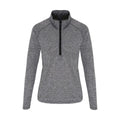 Black Melange-Black - Front - TriDri Womens-Ladies Long Sleeve Performance Quarter Zip Top
