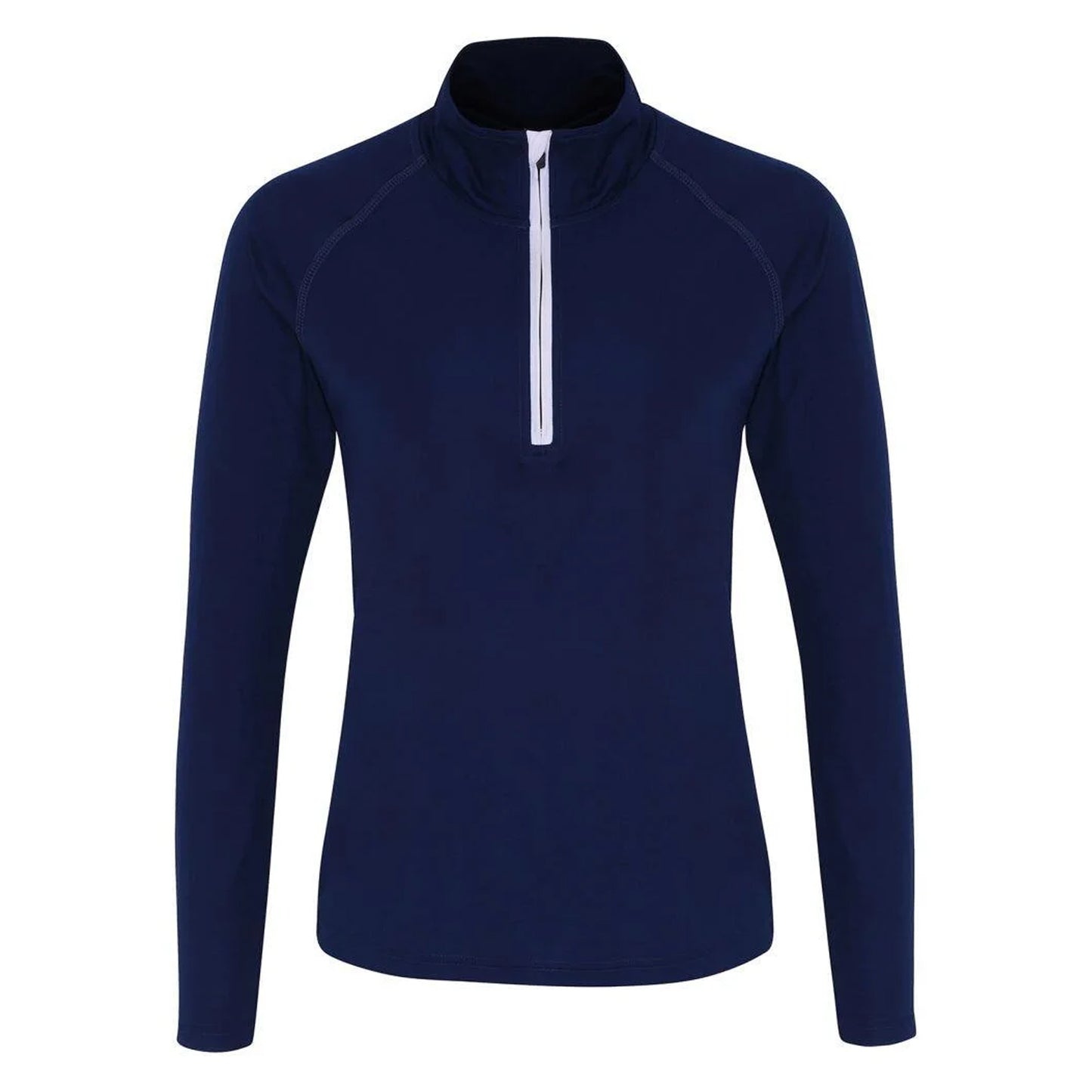 Navy-White - Front - TriDri Womens-Ladies Long Sleeve Performance Quarter Zip Top