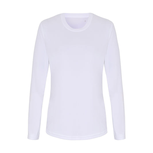 White - Front - TriDri Womens-Ladies Long Sleeve Performance T-Shirt
