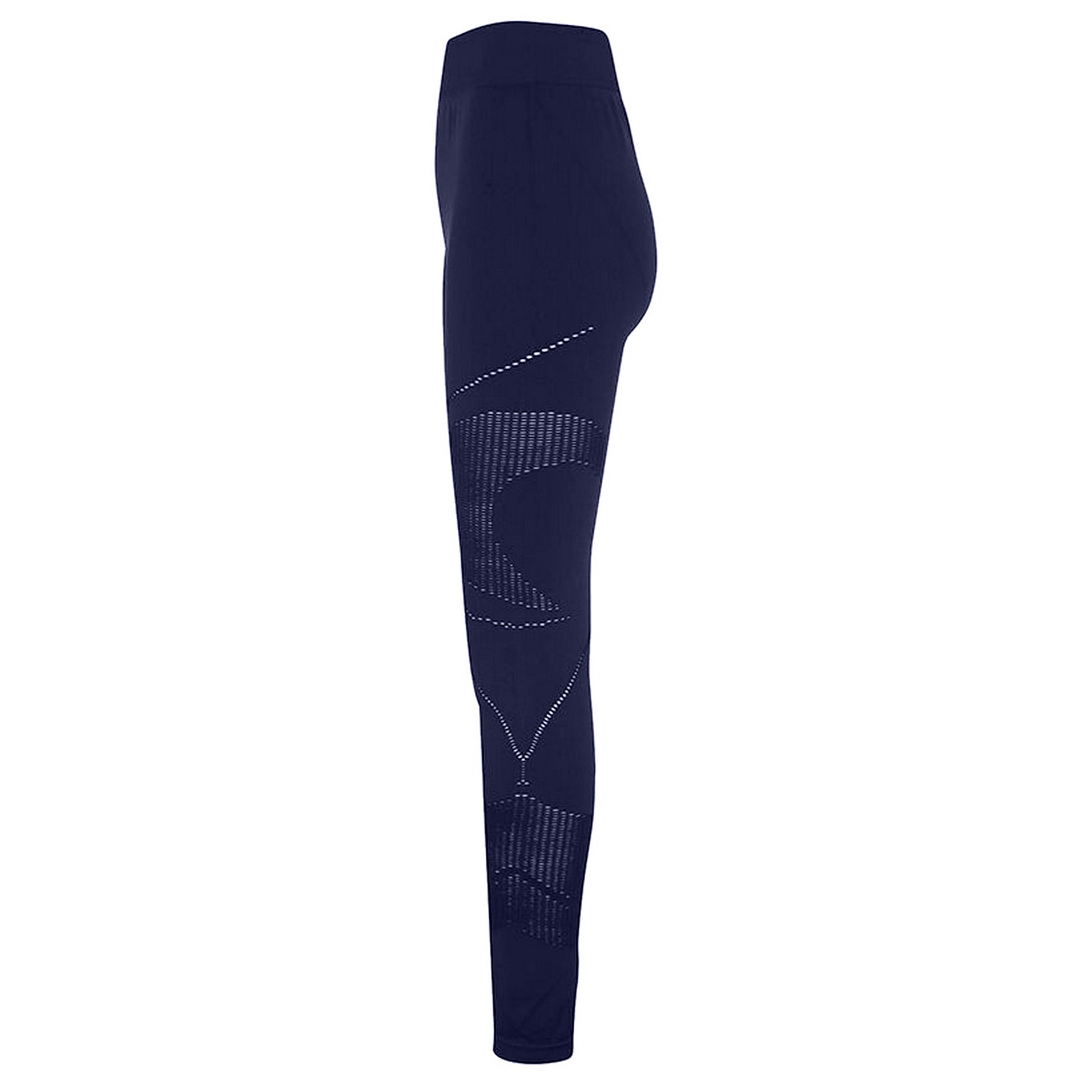 Navy - Side - TriDri Womens-Ladies Seamless 3D Fit Multi Sport Reveal Leggings