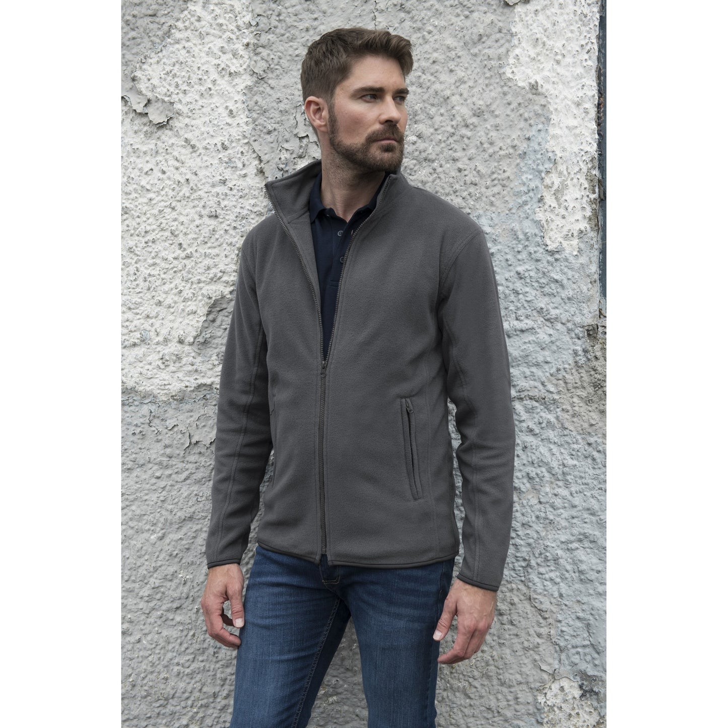 Solid Grey - Side - PRO RTX Mens Microfleece Jacket