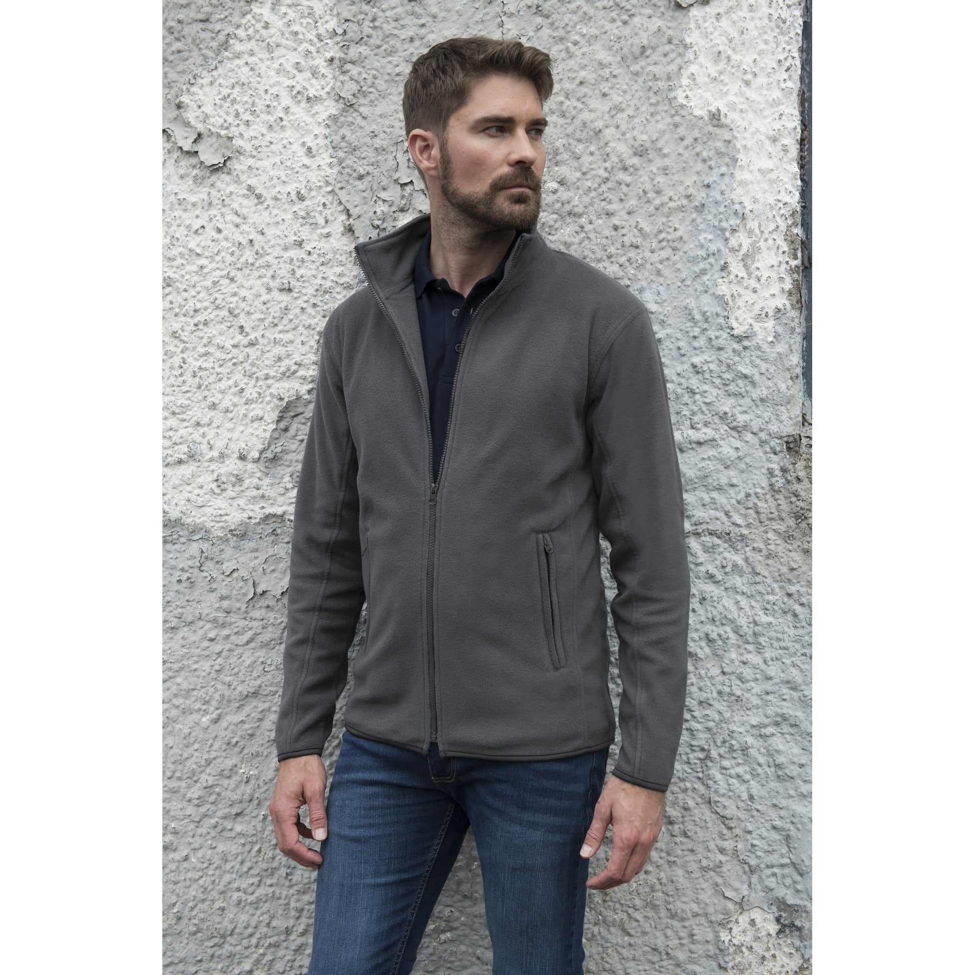 Solid Grey - Side - PRO RTX Mens Microfleece Jacket