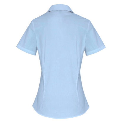 Pale Blue - Back - Premier Womens-Ladies Stretch Fit Poplin Short Sleeve Blouse