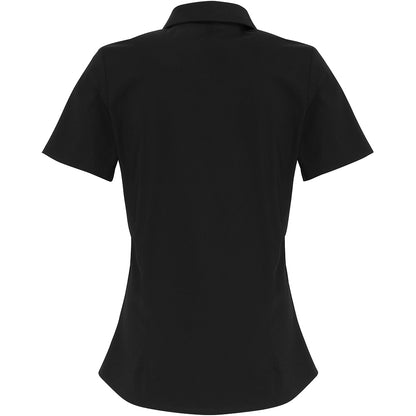 Black - Back - Premier Womens-Ladies Stretch Fit Poplin Short Sleeve Blouse