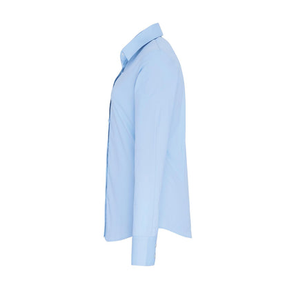 Pale Blue - Side - Premier Womens-Ladies Stretch Fit Poplin Long Sleeve Blouse
