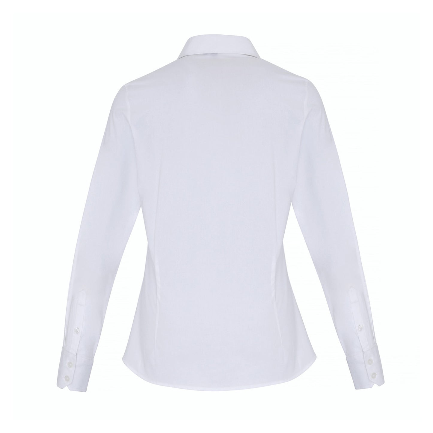 White - Back - Premier Womens-Ladies Stretch Fit Poplin Long Sleeve Blouse