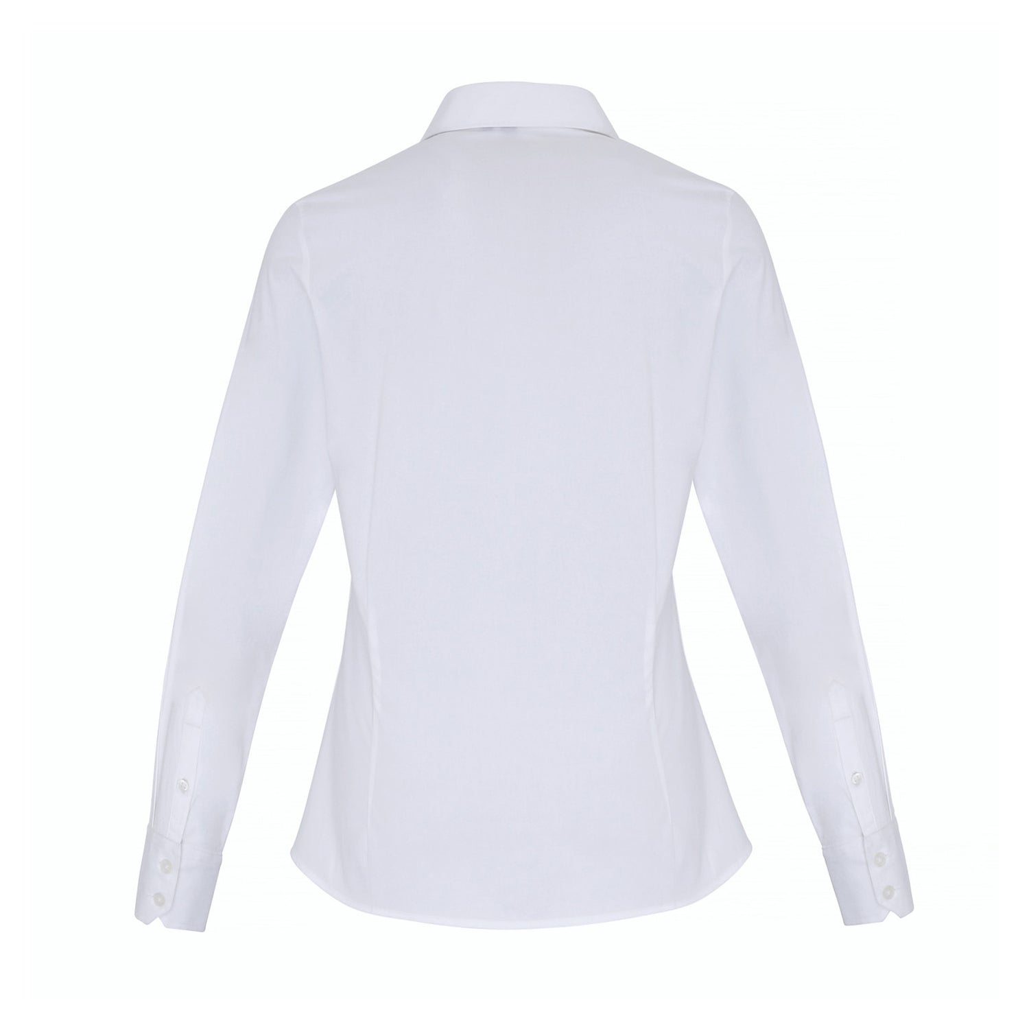 White - Back - Premier Womens-Ladies Stretch Fit Poplin Long Sleeve Blouse