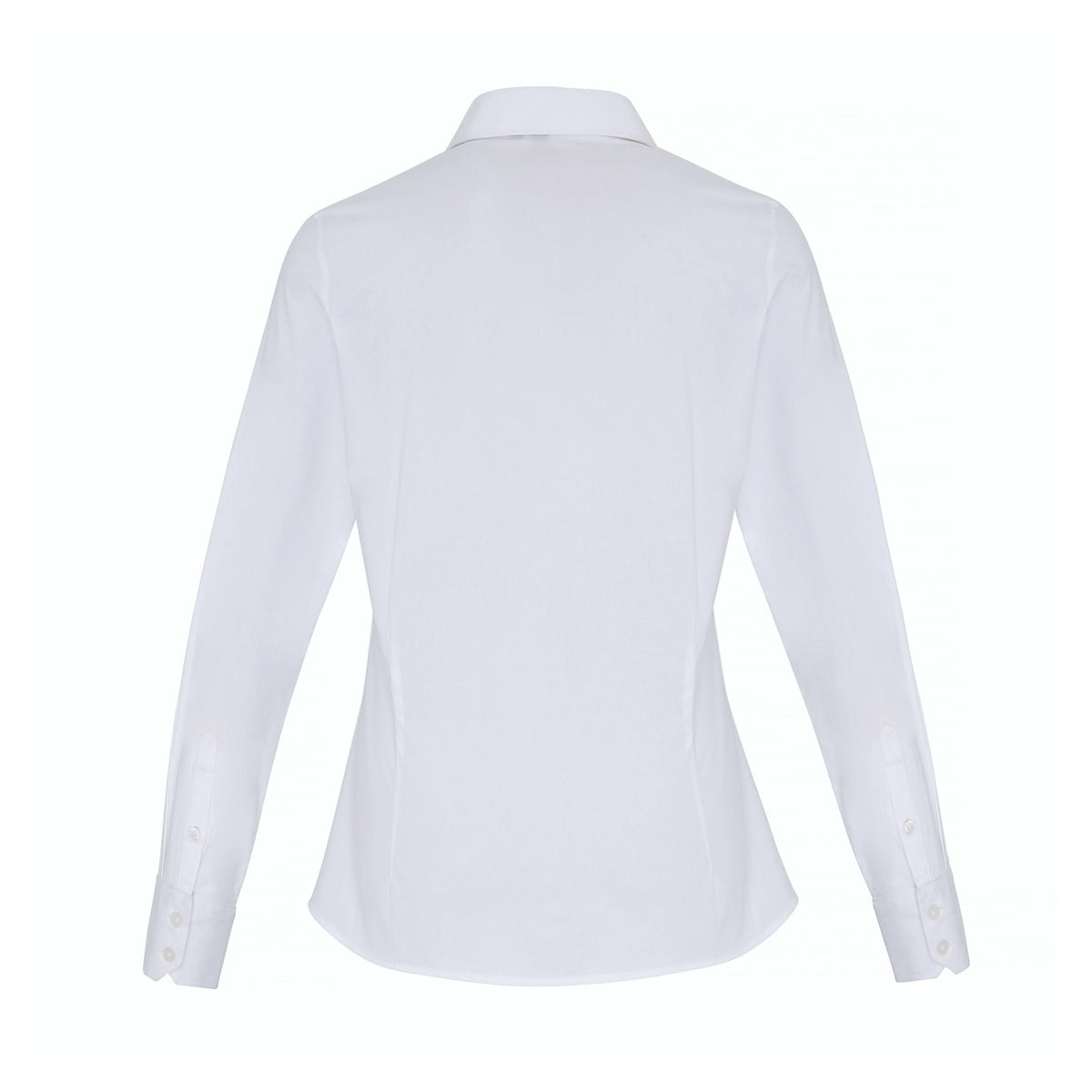 White - Back - Premier Womens-Ladies Stretch Fit Poplin Long Sleeve Blouse