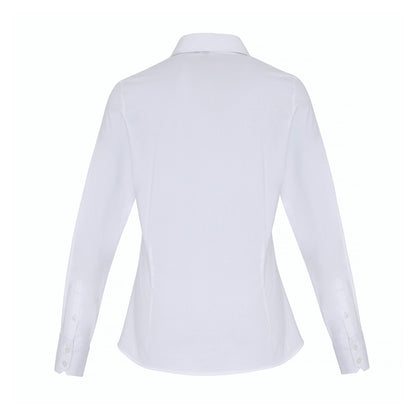 White - Back - Premier Womens-Ladies Stretch Fit Poplin Long Sleeve Blouse