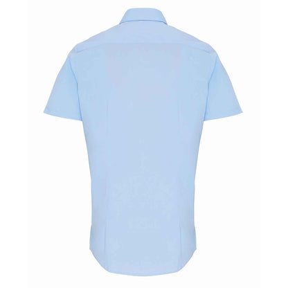 Pale Blue - Back - Premier Mens Stretch Fit Poplin Short Sleeve Shirt