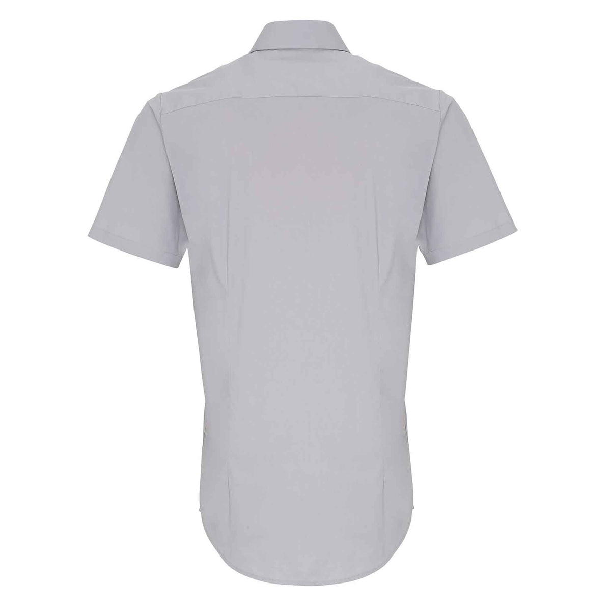 Silver - Back - Premier Mens Stretch Fit Poplin Short Sleeve Shirt