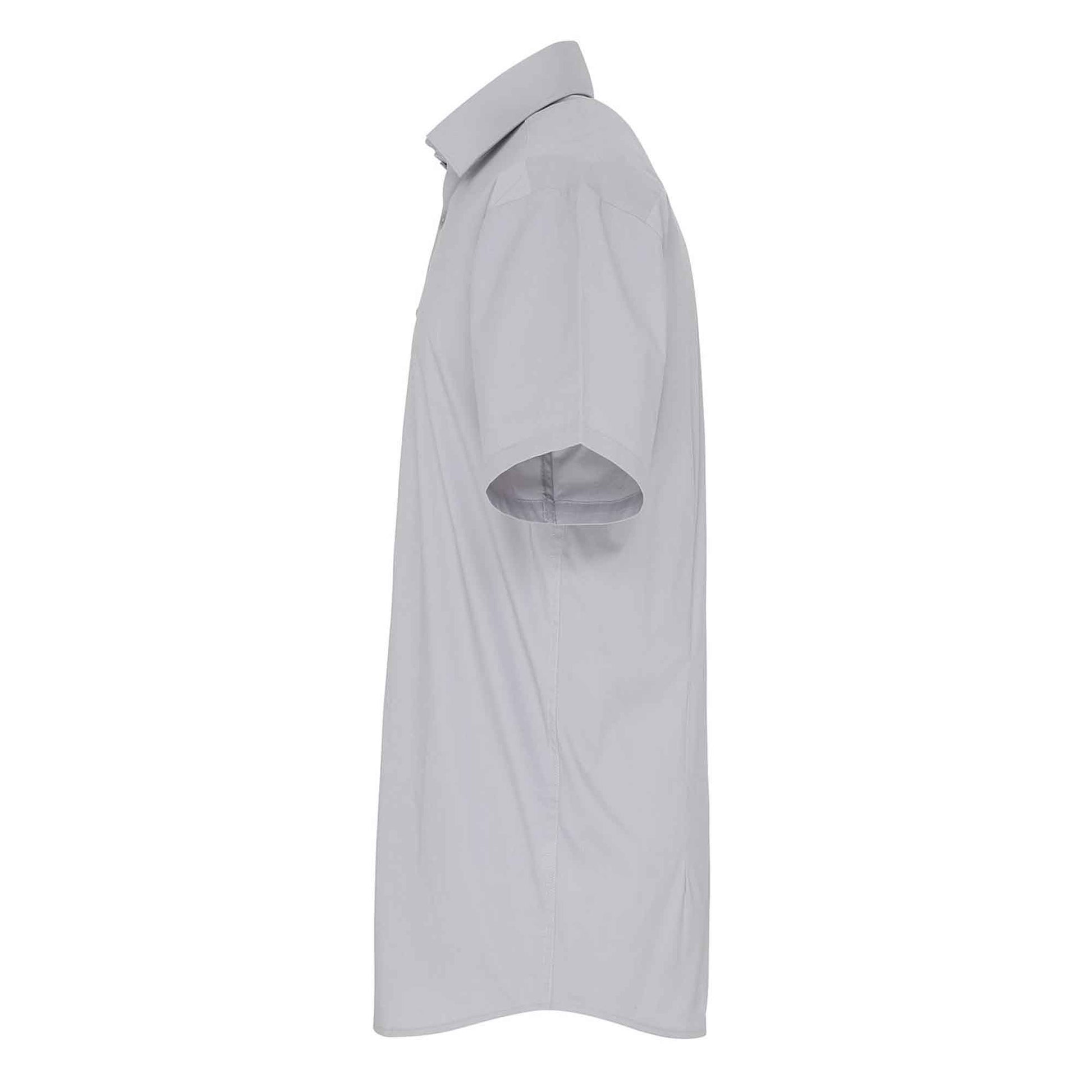 Silver - Side - Premier Mens Stretch Fit Poplin Short Sleeve Shirt