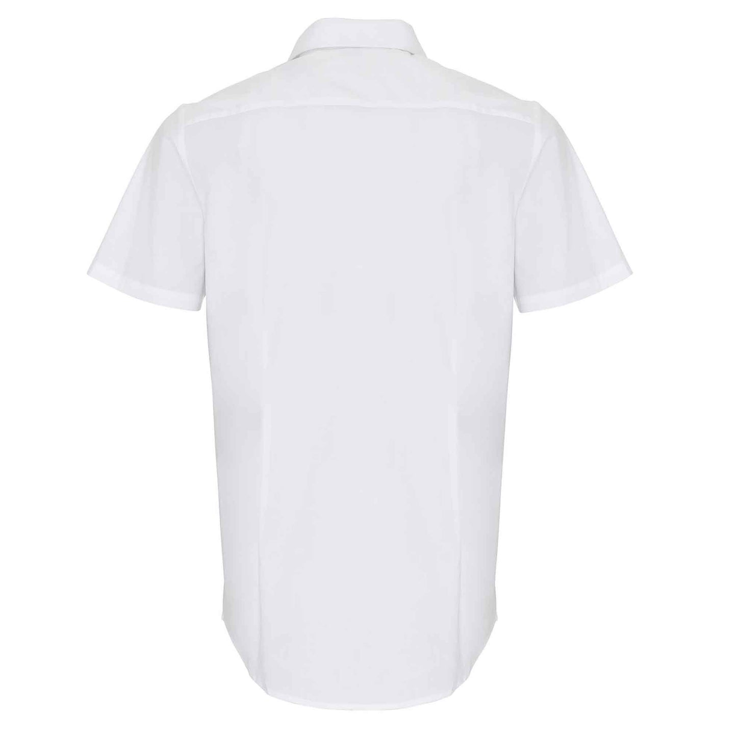 White - Back - Premier Mens Stretch Fit Poplin Short Sleeve Shirt