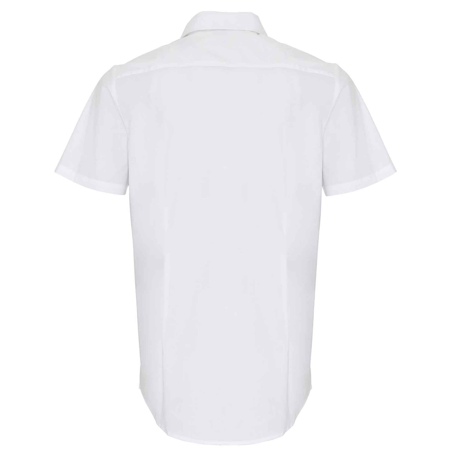 White - Back - Premier Mens Stretch Fit Poplin Short Sleeve Shirt