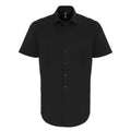 Black - Front - Premier Mens Stretch Fit Poplin Short Sleeve Shirt