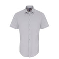 Silver - Front - Premier Mens Stretch Fit Poplin Short Sleeve Shirt