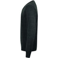 Grey Marl - Side - Henbury Mens 12 Gauge Fine Knit V-Neck Jumper - Sweatshirt