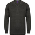 Grey Marl - Pack Shot - Henbury Mens 12 Gauge Fine Knit V-Neck Jumper - Sweatshirt