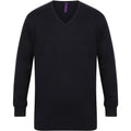 Navy - Pack Shot - Henbury Mens 12 Gauge Fine Knit V-Neck Jumper - Sweatshirt
