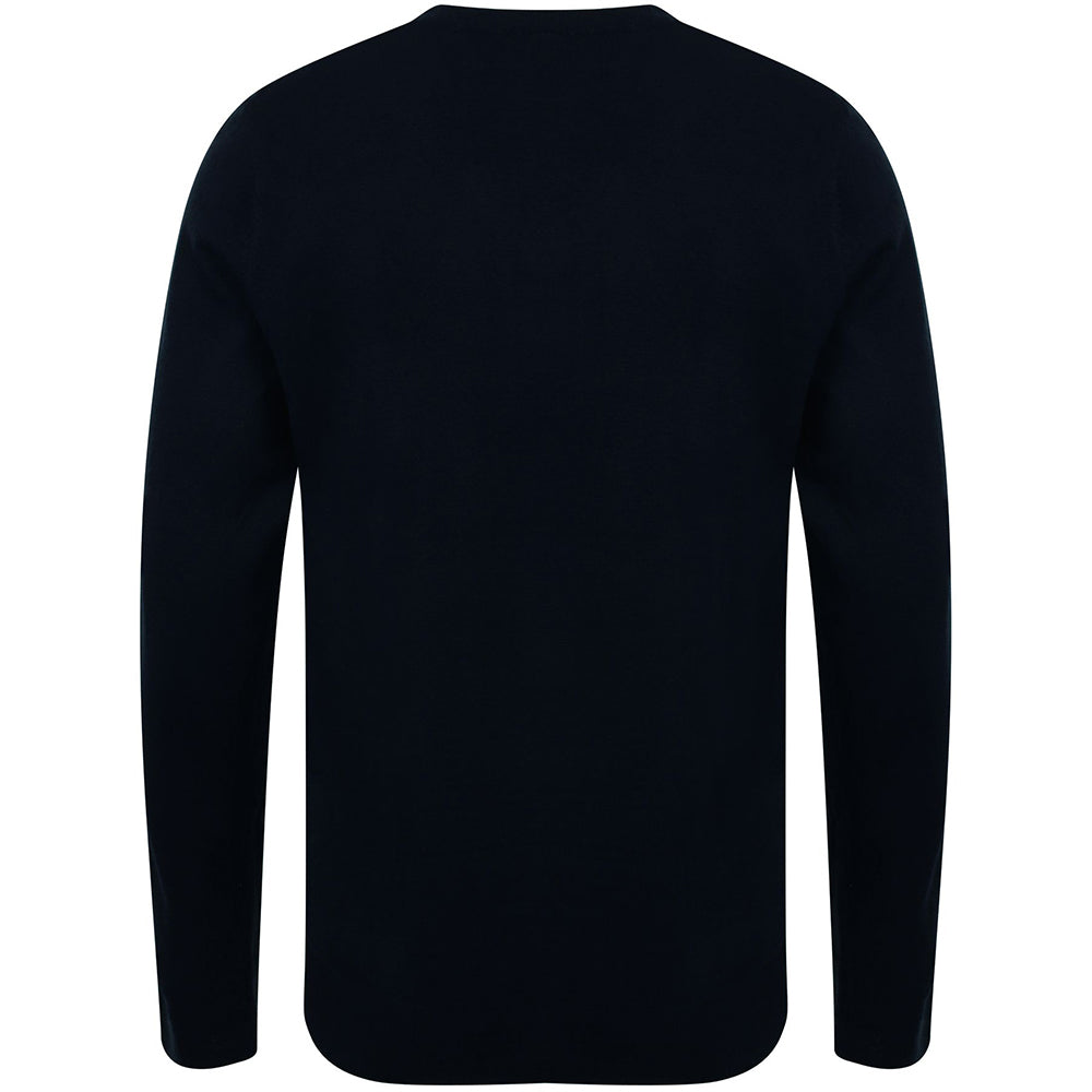 Black - Back - Henbury Mens 12 Gauge Fine Knit V-Neck Jumper - Sweatshirt