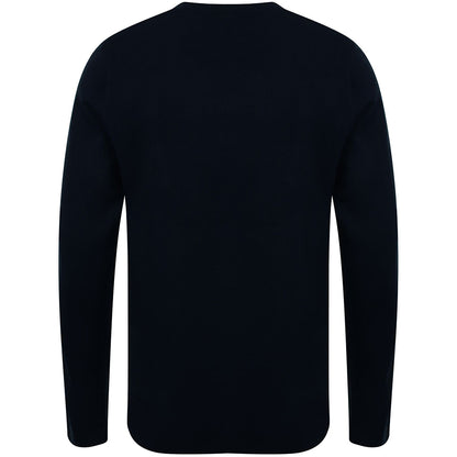 Black - Back - Henbury Mens 12 Gauge Fine Knit V-Neck Jumper - Sweatshirt