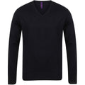 Black - Pack Shot - Henbury Mens 12 Gauge Fine Knit V-Neck Jumper - Sweatshirt