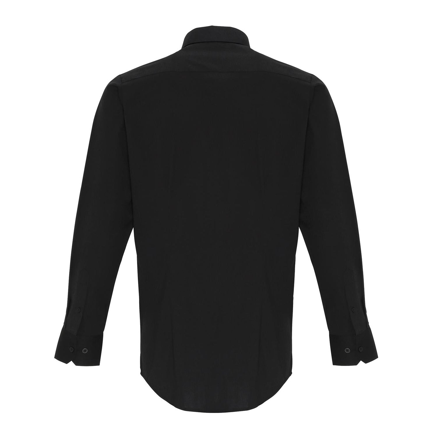 Black - Back - Premier Mens Stretch Fit Poplin Long Sleeve Shirt