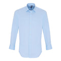 Pale Blue - Front - Premier Mens Stretch Fit Poplin Long Sleeve Shirt
