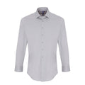 Silver - Front - Premier Mens Stretch Fit Poplin Long Sleeve Shirt